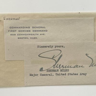 US Army Major General Sherman Miles autograph note