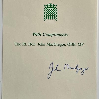 Member of Parliament John MacGregor signed note