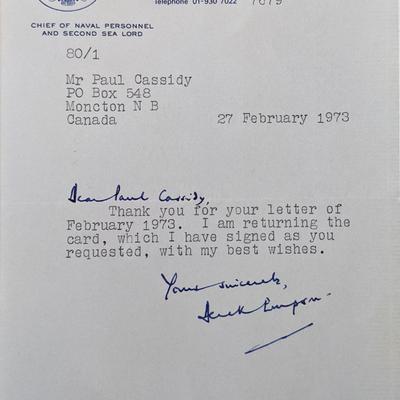 Leslie Derek Empson signed letter