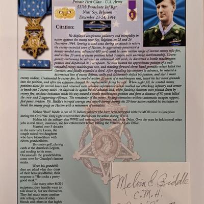 WW2 Melvin E. Biddle Signed Bio Page