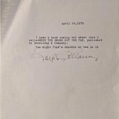 Pretty Women Ralph Bellamy signed letter