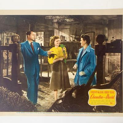 Claudia and David original 1946 vintage lobby card