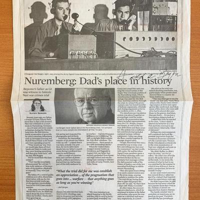 Harold Bergan Signed Newspaper Page
