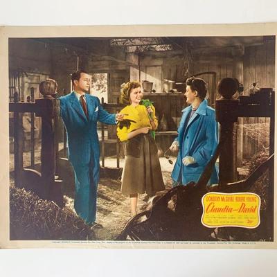 Claudia and David original 1946 vintage lobby card