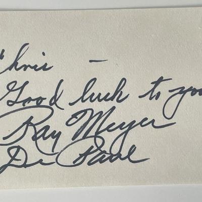 Actor Ray Mayer autograph note