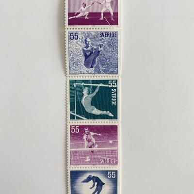 Set of 5 55 cent Swedish winter sports stamps