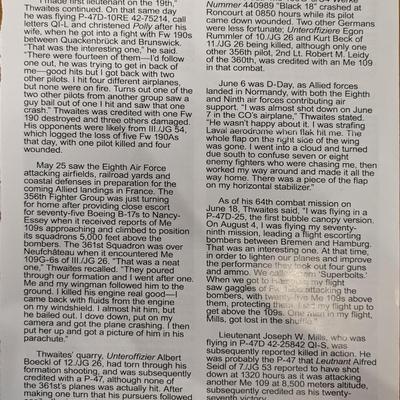 WW2 ACE David Thwaites Signed Bio Page