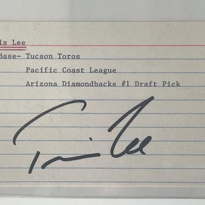 Baseball player Travis Lee autograph note