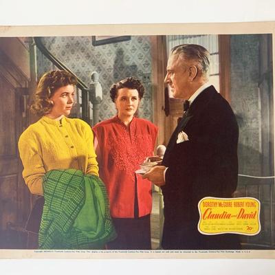 Claudia and David original 1946 vintage lobby card