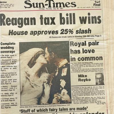 1981 Sun-Times Original Vintage Newspaper - Reagan Tax Bill Wins