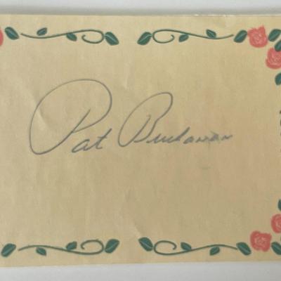 Politician Pat Buchanan autograph note