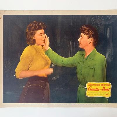 Claudia and David original 1946 vintage lobby card