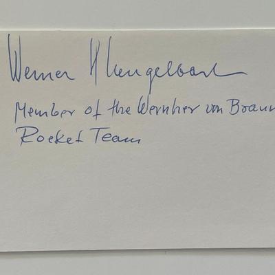 NASA Werner Gengelbach autographed note