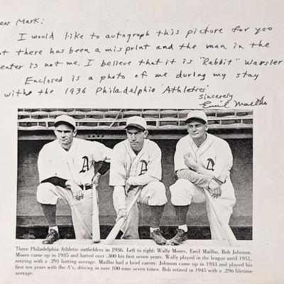 Major League Baseball Star Emil Mailho signed photo