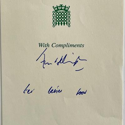 Member of Parliament Henry Bellingham signed stationary
