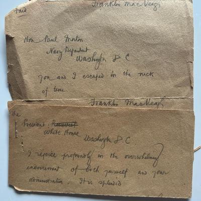 Franklin McVeagh signed note