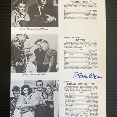 Steve Allen Signed Cast List