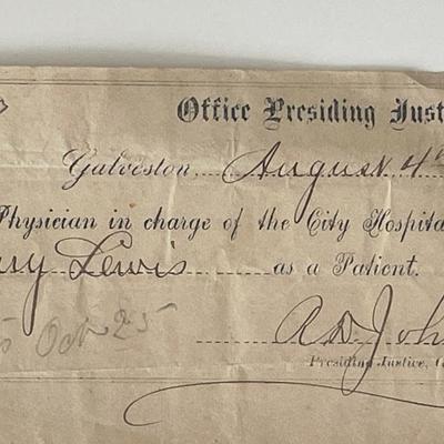 A.D. Johnson signed hospital permit