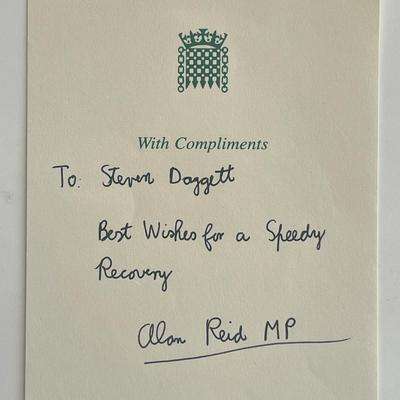 Steven Dagget signed note