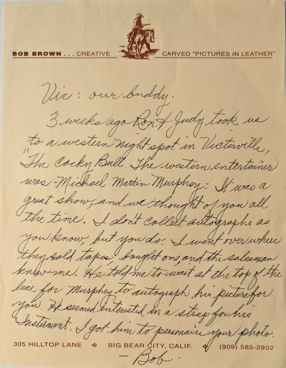 Bob Brown signed letter | EstateSales.org
