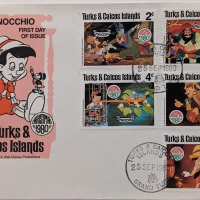 Turks & Caicos 1980 Pinocchio Souvenir First Day Cover