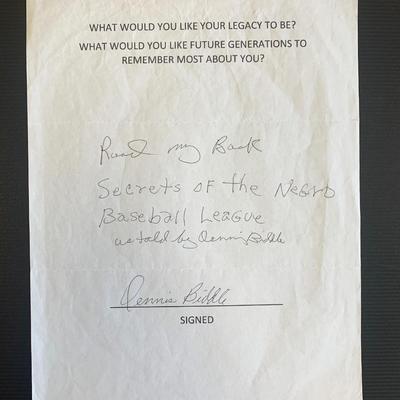Dennis Biddle Signed Note