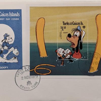 Turks & Caicos 1979 Goofy Disney Souvenir First Day Cover