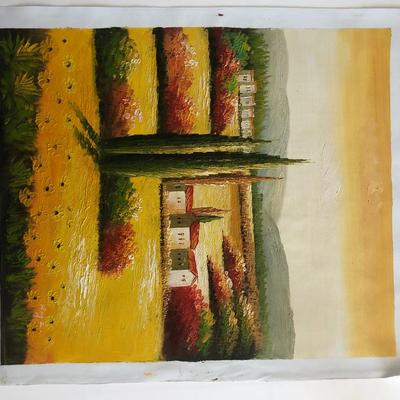 Tuscan Village in Summer Landscape original painting on canvas
