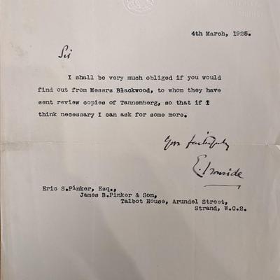WW1 British Field Marshal Ironside Signed Note