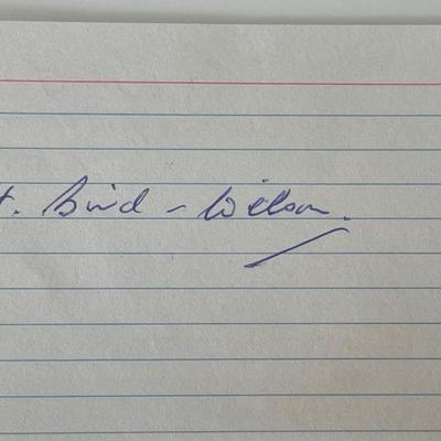 WW2 flying ace H. Bird-Wilson autograph note