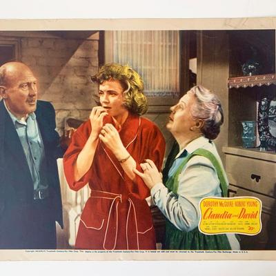 Claudia and David original 1946 vintage lobby card