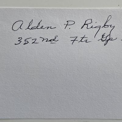 WW2 pilot Alden P. Rigby signature cut