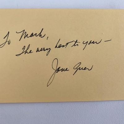 Actress Jane Greer original signature