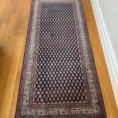 Navy multi color hand knotted runner