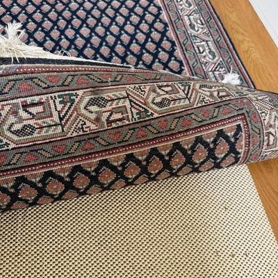 Navy multi color hand knotted runner