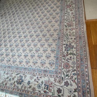 Stunning light blue, cream and pink oriental rug