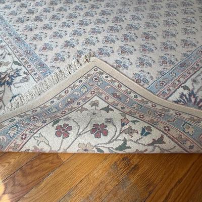 Stunning light blue, cream and pink oriental rug