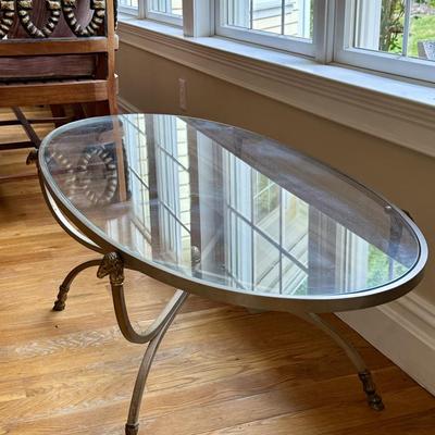 Brass and glass coffee table