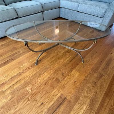 Brass and glass coffee table