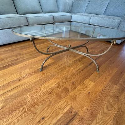Brass and glass coffee table