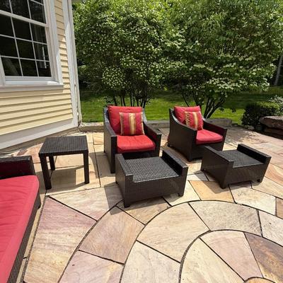 6 piece outdoor wicker set with cushions