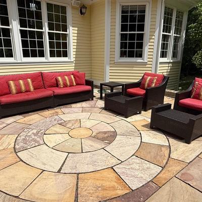 6 piece outdoor wicker set with cushions
