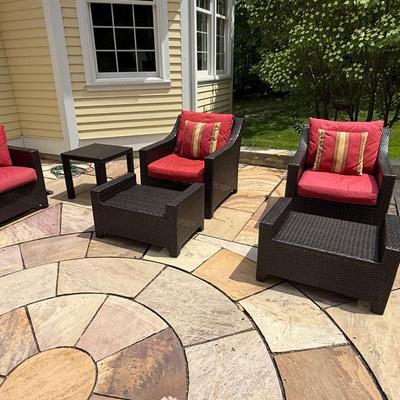 6 piece outdoor wicker set with cushions