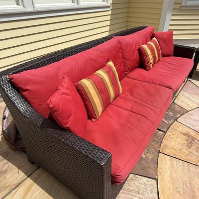 6 piece outdoor wicker set with cushions