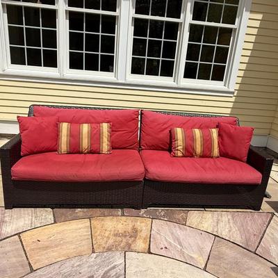 6 piece outdoor wicker set with cushions