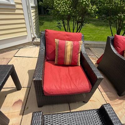 6 piece outdoor wicker set with cushions