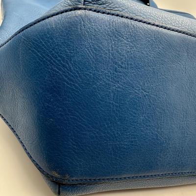 Blue Mercer Coach Tote Bag Leather with Charm Tag