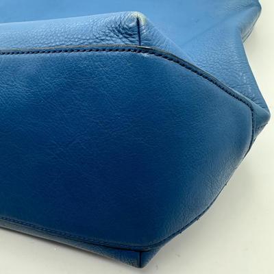 Blue Mercer Coach Tote Bag Leather with Charm Tag