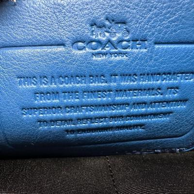 Blue Mercer Coach Tote Bag Leather with Charm Tag