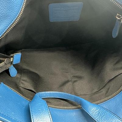 Blue Mercer Coach Tote Bag Leather with Charm Tag